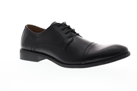 Robert Wayne Michigan Mens Black Leather Lace Up Cap Toe Oxfords Shoes