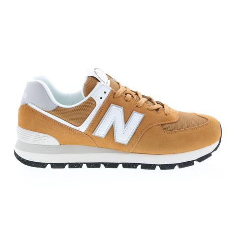 New Balance 574 ML574D2Z Mens Orange Suede Lifestyle Sneakers Shoes