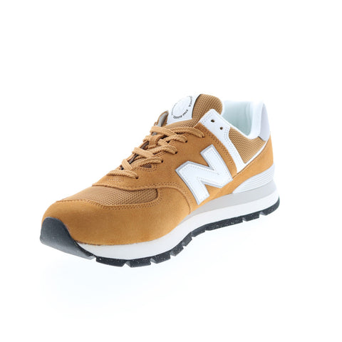 New Balance 574 ML574D2Z Mens Orange Suede Lifestyle Sneakers Shoes