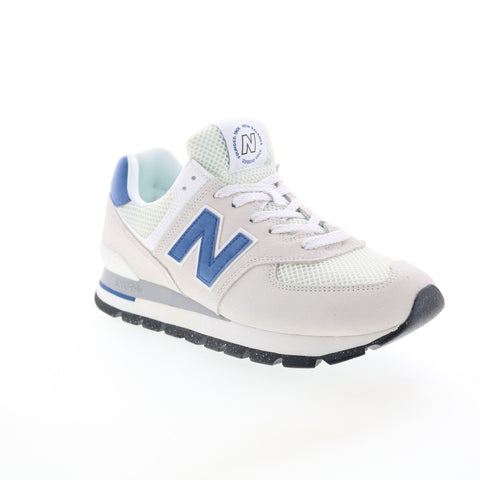 New Balance 574 ML574DWS Mens White Suede Lace Up Lifestyle Sneakers Shoes