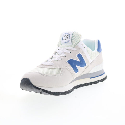 New Balance 574 ML574DWS Mens White Suede Lace Up Lifestyle Sneakers Shoes