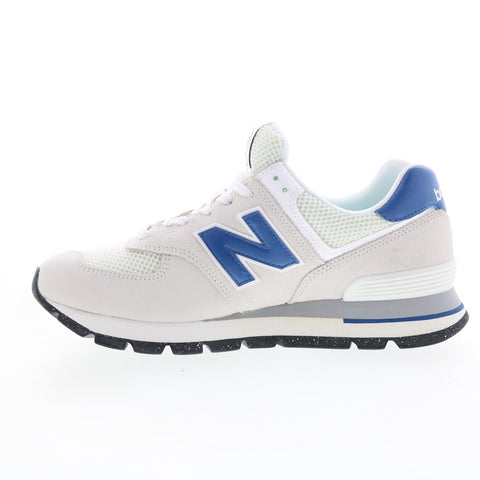 New Balance 574 ML574DWS Mens White Suede Lace Up Lifestyle Sneakers Shoes