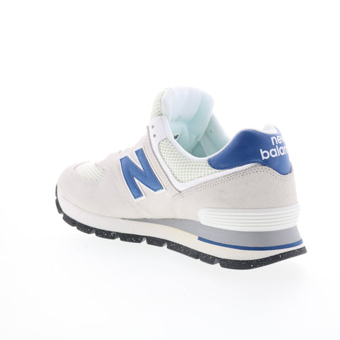 New Balance 574 ML574DWS Mens White Suede Lace Up Lifestyle Sneakers Shoes