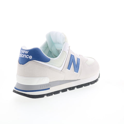New Balance 574 ML574DWS Mens White Suede Lace Up Lifestyle Sneakers Shoes