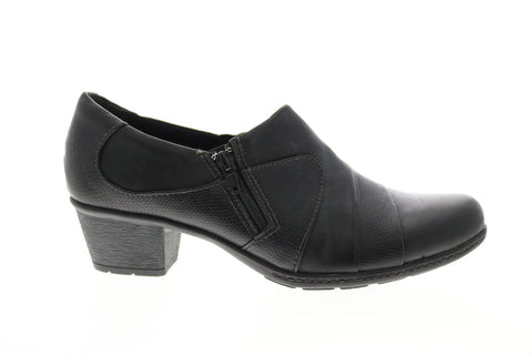 Earth Origins Monica Womens Black Leather Zipper Loafer Flats Shoes