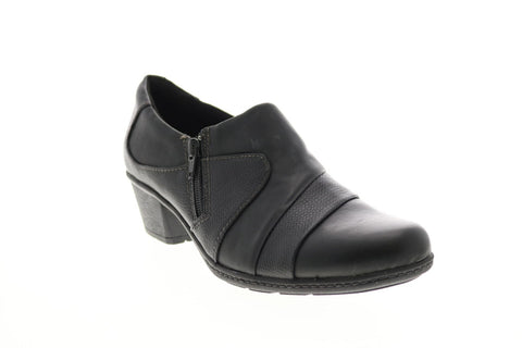 Earth Origins Monica Womens Black Leather Zipper Loafer Flats Shoes