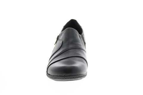 Earth Origins Monica Womens Black Leather Zipper Loafer Flats Shoes