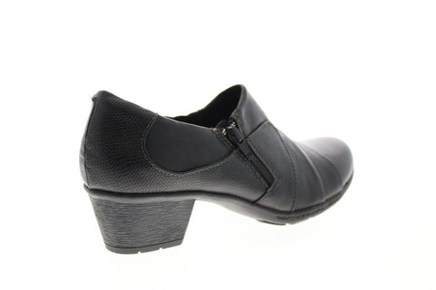 Earth Origins Monica Womens Black Leather Zipper Loafer Flats Shoes