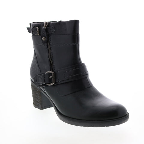 Earth Montana Womens Black Leather Zipper Ankle & Booties Boots
