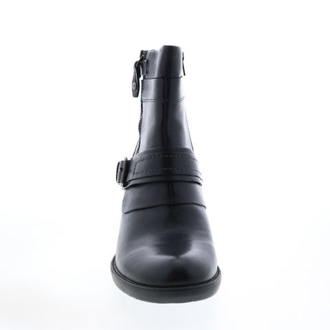 Earth Montana Womens Black Leather Zipper Ankle & Booties Boots