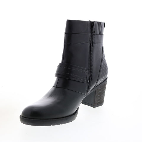 Earth Montana Womens Black Leather Zipper Ankle & Booties Boots