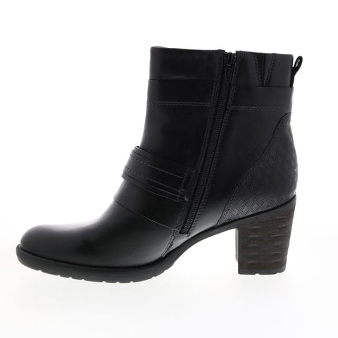 Earth Montana Womens Black Leather Zipper Ankle & Booties Boots