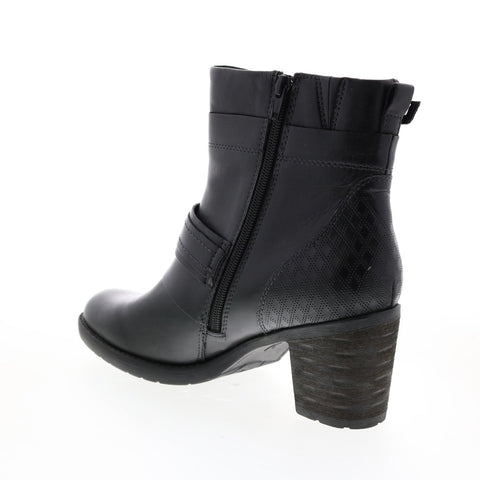 Earth Montana Womens Black Leather Zipper Ankle & Booties Boots