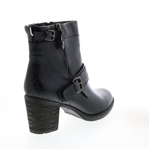 Earth Montana Womens Black Leather Zipper Ankle & Booties Boots