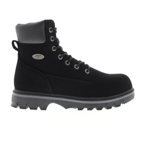 Lugz Outlook Hi Mens Black Nubuck Leather High Top Lace Up Casual Dress Boots