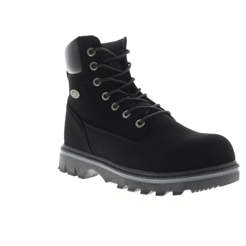 Lugz Outlook Hi Mens Black Nubuck Leather High Top Lace Up Casual Dress Boots