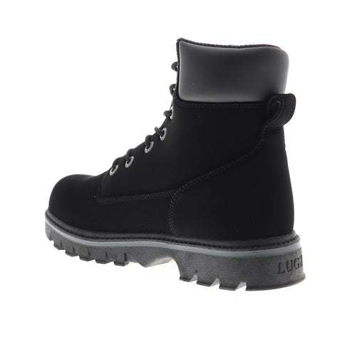 Lugz Outlook Hi Mens Black Nubuck Leather High Top Lace Up Casual Dress Boots