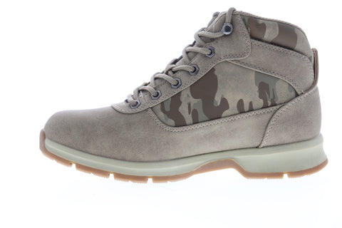 Lugz Rally Mens Gray Nubuck Leather Camouflage High Top Casual Dress Boots