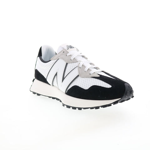 New Balance 327 MS327NI Mens Black Leather Lace Up Lifestyle Sneakers Shoes