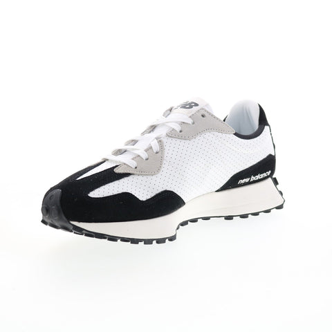 New Balance 327 MS327NI Mens Black Leather Lace Up Lifestyle Sneakers Shoes