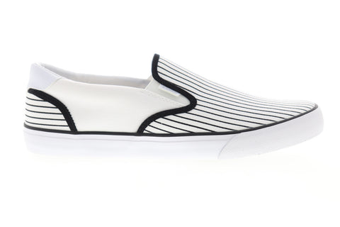Lugz Clipper DLX Mens White Canvas Low Top Slip On Lifestyle Sneakers Shoes