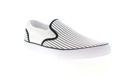Lugz Clipper DLX Mens White Canvas Low Top Slip On Lifestyle Sneakers Shoes
