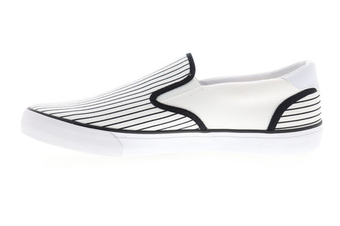 Lugz Clipper DLX Mens White Canvas Low Top Slip On Lifestyle Sneakers Shoes