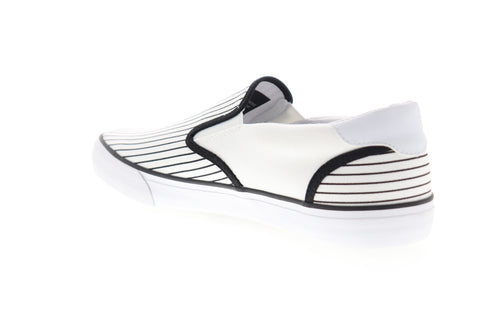 Lugz Clipper DLX Mens White Canvas Low Top Slip On Lifestyle Sneakers Shoes