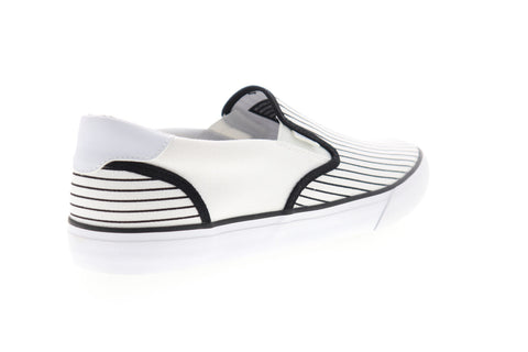 Lugz Clipper DLX Mens White Canvas Low Top Slip On Lifestyle Sneakers Shoes