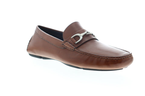 Bruno Magli Nestor NESTOR Mens Brown Leather Dress Slip On Loafers Shoes