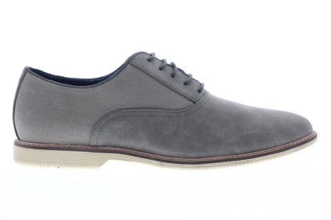Steve Madden Niklas Mens Gray Leather & Canvas & Canvas Dress Lace Up Oxfords Shoes