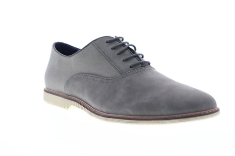 Steve Madden Niklas Mens Gray Leather & Canvas & Canvas Dress Lace Up Oxfords Shoes