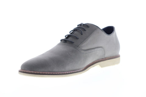 Steve Madden Niklas Mens Gray Leather & Canvas & Canvas Dress Lace Up Oxfords Shoes