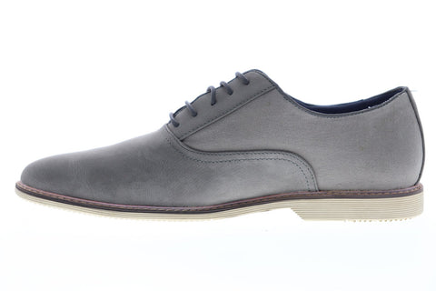 Steve Madden Niklas Mens Gray Leather & Canvas & Canvas Dress Lace Up Oxfords Shoes