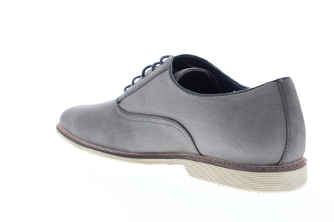 Steve Madden Niklas Mens Gray Leather & Canvas & Canvas Dress Lace Up Oxfords Shoes