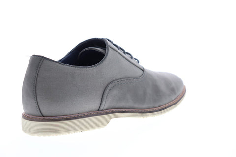 Steve Madden Niklas Mens Gray Leather & Canvas & Canvas Dress Lace Up Oxfords Shoes