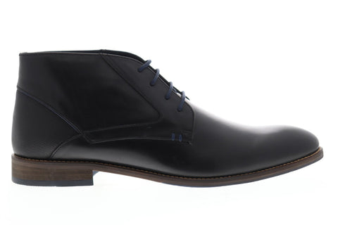 Steve Madden Noland Mens Black Leather Casual Dress Lace Up Chukkas Shoes