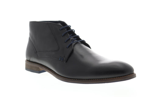 Steve Madden Noland Mens Black Leather Casual Dress Lace Up Chukkas Shoes