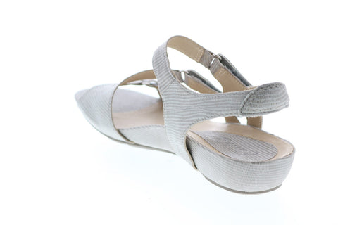 Earthies Nova Flat Sandal NOVA-PGY Womens Gray Leather Strap Sandals Shoes