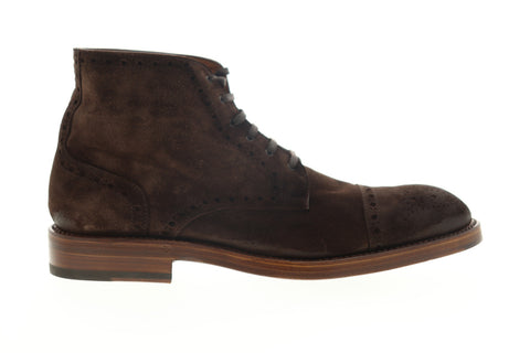 Bruno Magli Octavio Mens Brown Suede High Top Lace Up Wingtip Casual Dress Boots