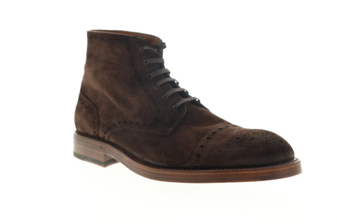 Bruno Magli Octavio Mens Brown Suede High Top Lace Up Wingtip Casual Dress Boots