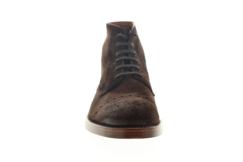 Bruno Magli Octavio Mens Brown Suede High Top Lace Up Wingtip Casual Dress Boots