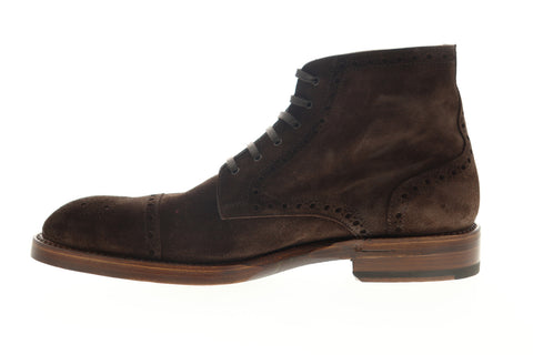 Bruno Magli Octavio Mens Brown Suede High Top Lace Up Wingtip Casual Dress Boots