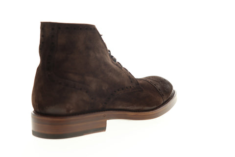 Bruno Magli Octavio Mens Brown Suede High Top Lace Up Wingtip Casual Dress Boots