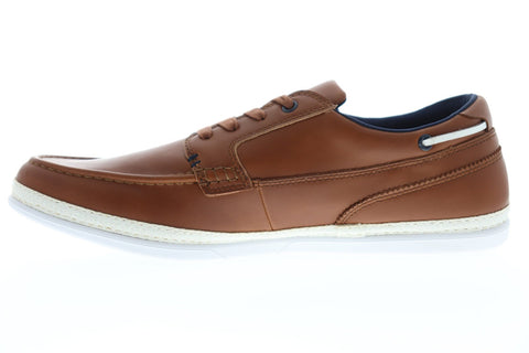 Original Penguin Chet Mens Brown Leather Casual Dress Lace Up Boat Shoes