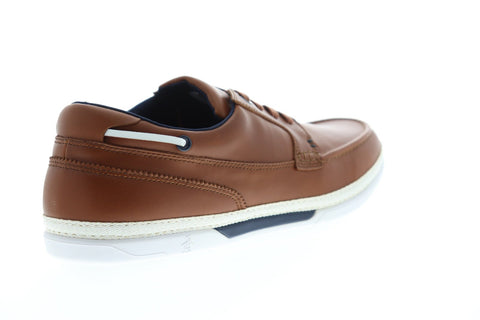 Original Penguin Chet Mens Brown Leather Casual Dress Lace Up Boat Shoes