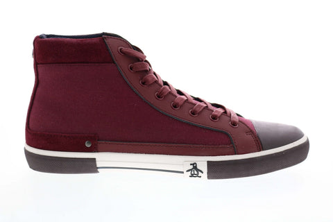 Original Penguin Lane OP100304M Mens Red Canvas High Top Sneakers Shoes