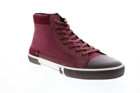Original Penguin Lane OP100304M Mens Red Canvas High Top Sneakers Shoes