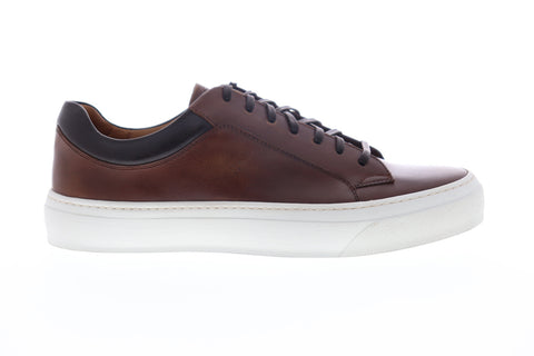Bruno Magli Oslo Mens Brown Leather Low Top Lace Up Designer Sneakers Shoes