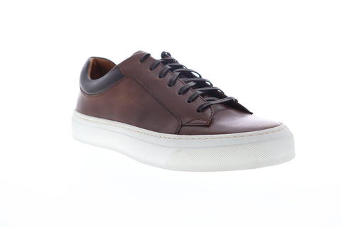 Bruno Magli Oslo Mens Brown Leather Low Top Lace Up Designer Sneakers Shoes